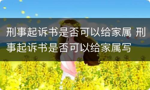 刑事起诉书是否可以给家属 刑事起诉书是否可以给家属写