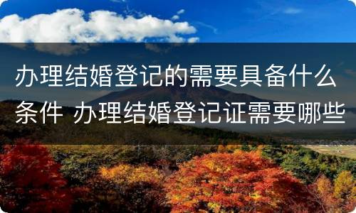 办理结婚登记的需要具备什么条件 办理结婚登记证需要哪些材料