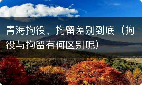 青海拘役、拘留差别到底（拘役与拘留有何区别呢）