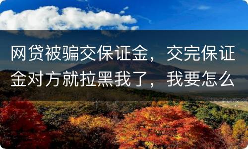 网贷被骗交保证金，交完保证金对方就拉黑我了，我要怎么要回我的钱