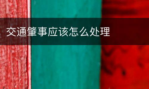 交通肇事应该怎么处理