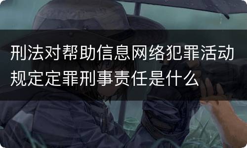 刑法对帮助信息网络犯罪活动规定定罪刑事责任是什么