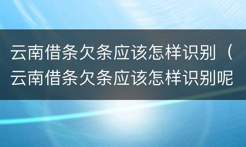 云南借条欠条应该怎样识别（云南借条欠条应该怎样识别呢）
