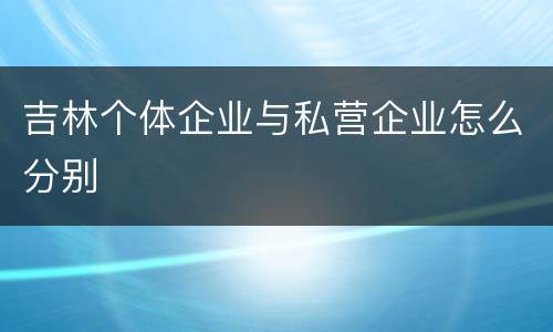 吉林个体企业与私营企业怎么分别