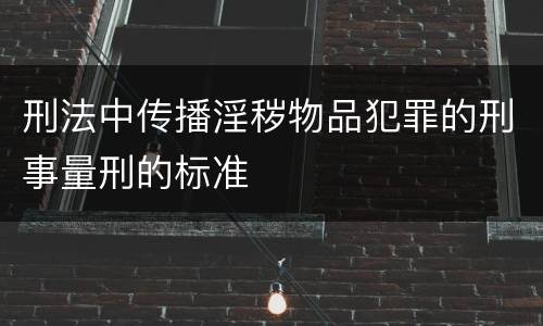 刑法中传播淫秽物品犯罪的刑事量刑的标准