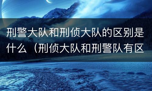 刑警大队和刑侦大队的区别是什么（刑侦大队和刑警队有区别么）