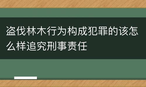 盗伐林木行为构成犯罪的该怎么样追究刑事责任