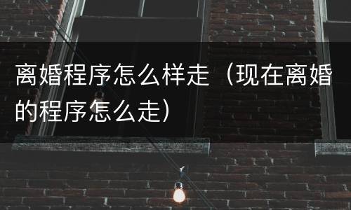 离婚程序怎么样走（现在离婚的程序怎么走）