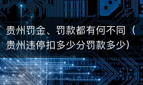 贵州罚金、罚款都有何不同（贵州违停扣多少分罚款多少）