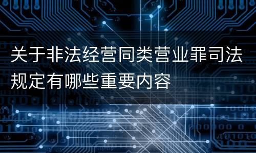 关于非法经营同类营业罪司法规定有哪些重要内容