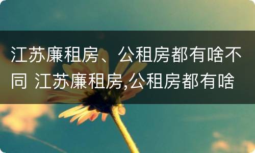 江苏廉租房、公租房都有啥不同 江苏廉租房,公租房都有啥不同的地方