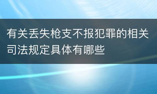 有关丢失枪支不报犯罪的相关司法规定具体有哪些