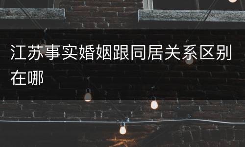 江苏事实婚姻跟同居关系区别在哪