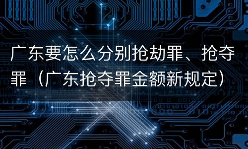 广东要怎么分别抢劫罪、抢夺罪（广东抢夺罪金额新规定）