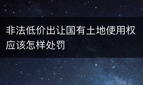 非法低价出让国有土地使用权应该怎样处罚