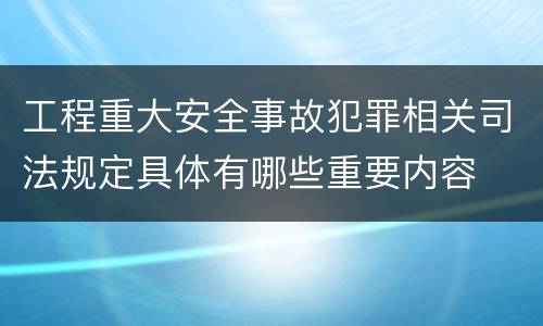工程重大安全事故犯罪相关司法规定具体有哪些重要内容