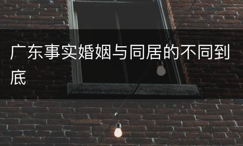 广东事实婚姻与同居的不同到底