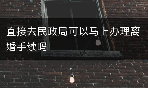 直接去民政局可以马上办理离婚手续吗