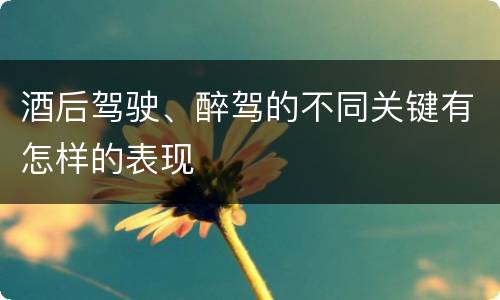 酒后驾驶、醉驾的不同关键有怎样的表现
