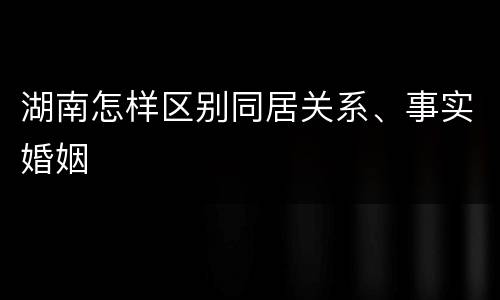 湖南怎样区别同居关系、事实婚姻
