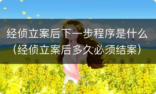 经侦立案后下一步程序是什么（经侦立案后多久必须结案）