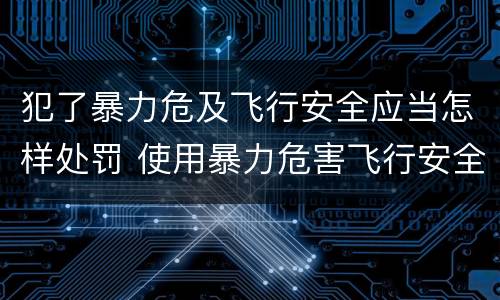 犯了暴力危及飞行安全应当怎样处罚 使用暴力危害飞行安全罪的主要特征