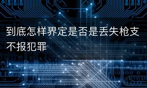 到底怎样界定是否是丢失枪支不报犯罪