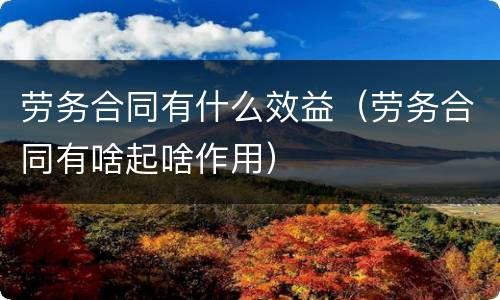 劳务合同有什么效益（劳务合同有啥起啥作用）