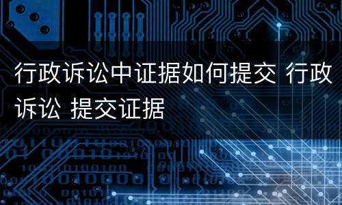 行政诉讼中证据如何提交 行政诉讼 提交证据