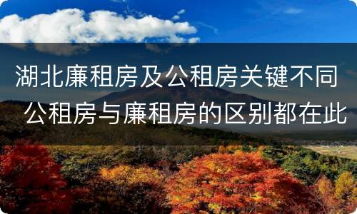 湖北廉租房及公租房关键不同 公租房与廉租房的区别都在此,别再搞错了!