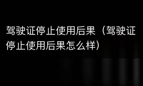驾驶证停止使用后果（驾驶证停止使用后果怎么样）