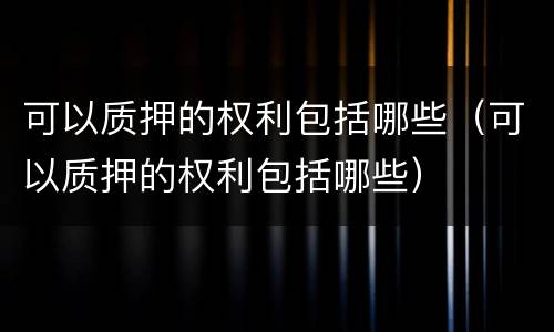 可以质押的权利包括哪些（可以质押的权利包括哪些）