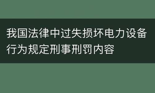 我国法律中过失损坏电力设备行为规定刑事刑罚内容