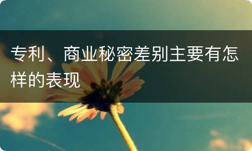 专利、商业秘密差别主要有怎样的表现