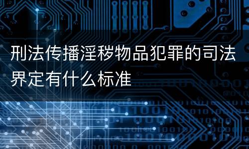 刑法传播淫秽物品犯罪的司法界定有什么标准