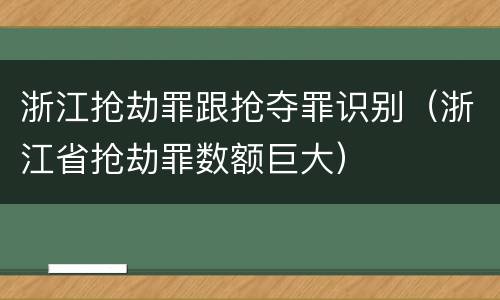 浙江抢劫罪跟抢夺罪识别（浙江省抢劫罪数额巨大）