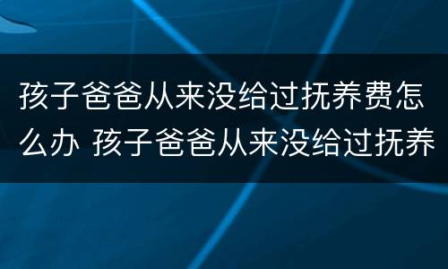 孩子爸爸从来没给过抚养费怎么办 孩子爸爸从来没给过抚养费怎么办呢