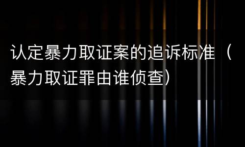 认定暴力取证案的追诉标准（暴力取证罪由谁侦查）