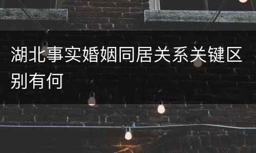 湖北事实婚姻同居关系关键区别有何