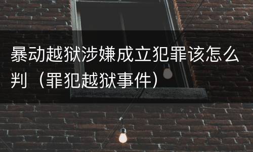暴动越狱涉嫌成立犯罪该怎么判（罪犯越狱事件）