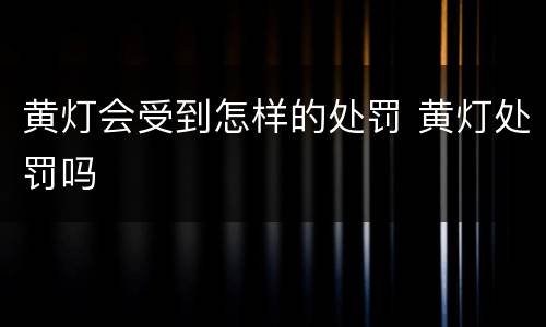 黄灯会受到怎样的处罚 黄灯处罚吗