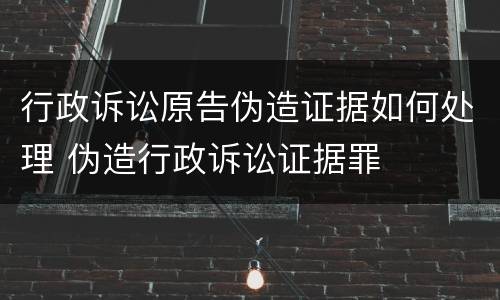 行政诉讼原告伪造证据如何处理 伪造行政诉讼证据罪