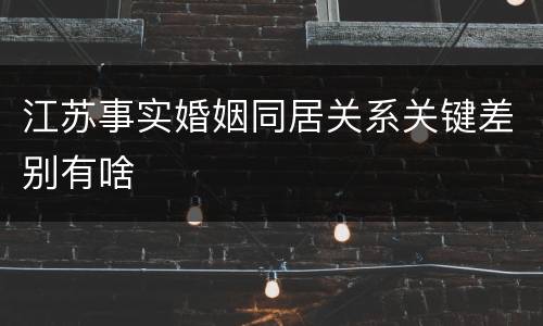 江苏事实婚姻同居关系关键差别有啥
