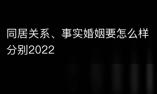 同居关系、事实婚姻要怎么样分别2022
