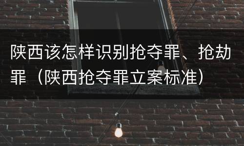 陕西该怎样识别抢夺罪、抢劫罪（陕西抢夺罪立案标准）