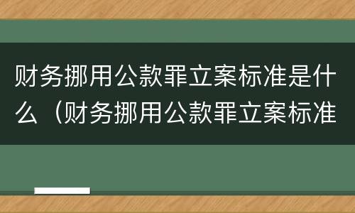 财务挪用公款罪立案标准是什么（财务挪用公款罪立案标准是什么意思）