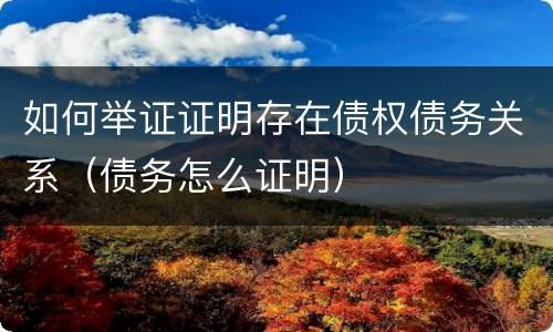 如何举证证明存在债权债务关系（债务怎么证明）