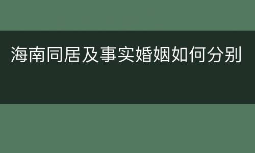 海南同居及事实婚姻如何分别