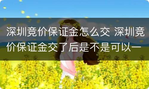 深圳竞价保证金怎么交 深圳竞价保证金交了后是不是可以一直竞价摇号