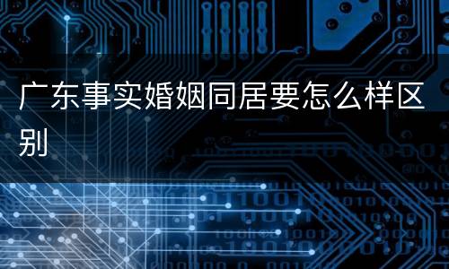 广东事实婚姻同居要怎么样区别